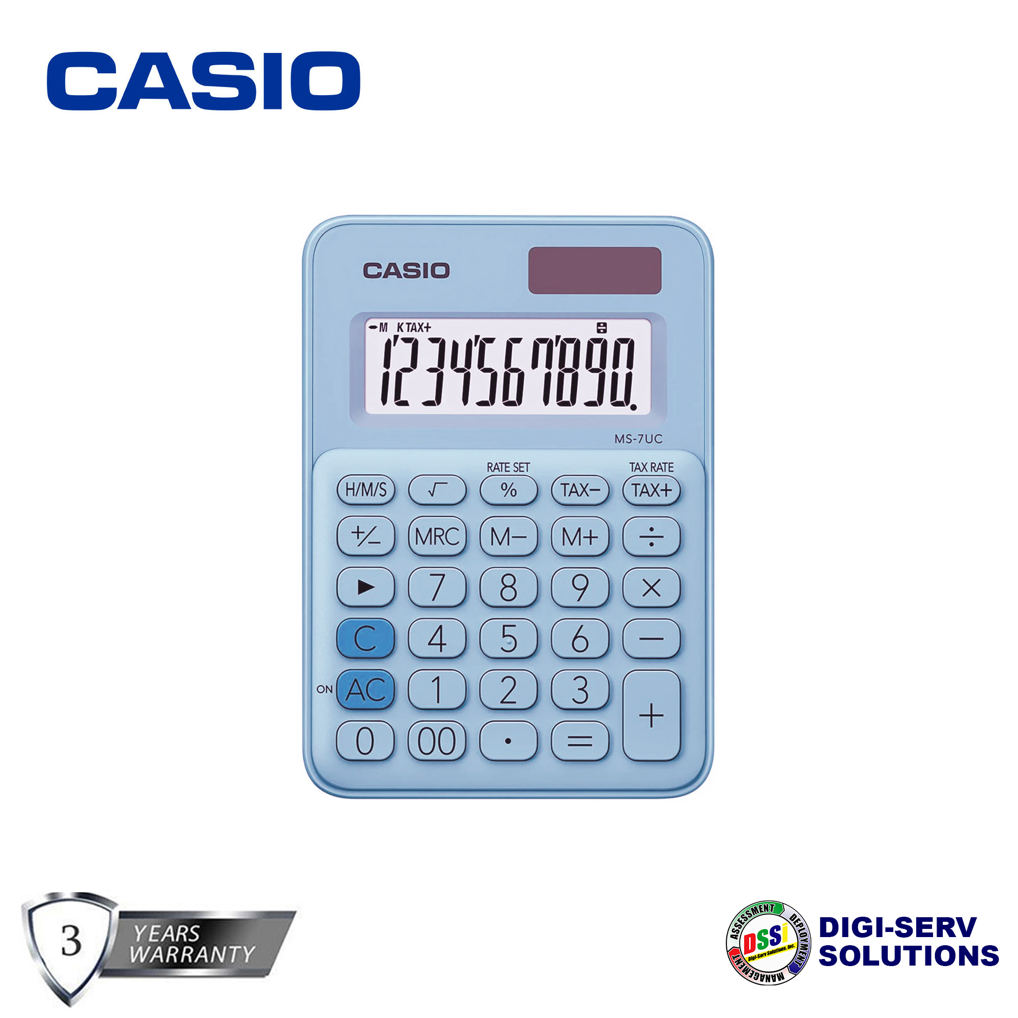 Casio MS-7UC-LB (Light Blue) Mini Desk Type Calculator