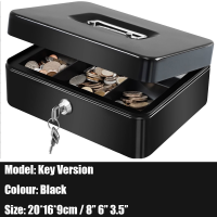 MELEDE Steel Cash Box Safe with Key Lock/Combination LockMoney Safe Box with Removable Coin Tray 2 Layers Cash Drawer