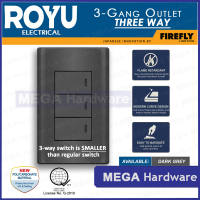 ROYU Plano Series Dark Grey Universal Outlet & Switch (1Gang 2Gang 3Gang)