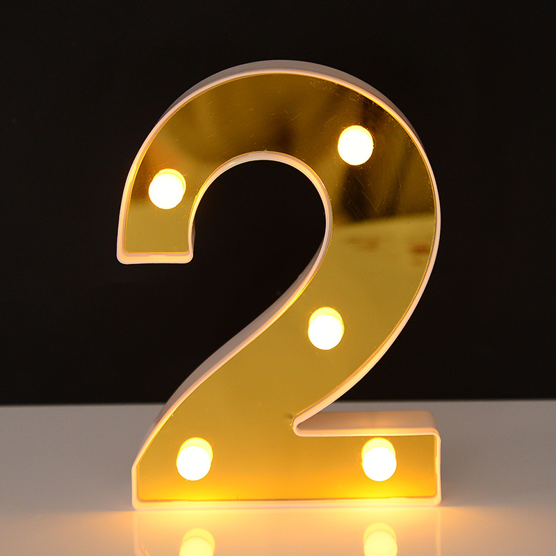 Led Letter Light up Custom Alphabet 16inch Number Lamp Night Lights Sign Gold Mirror Ornaments For Home Party Decorations