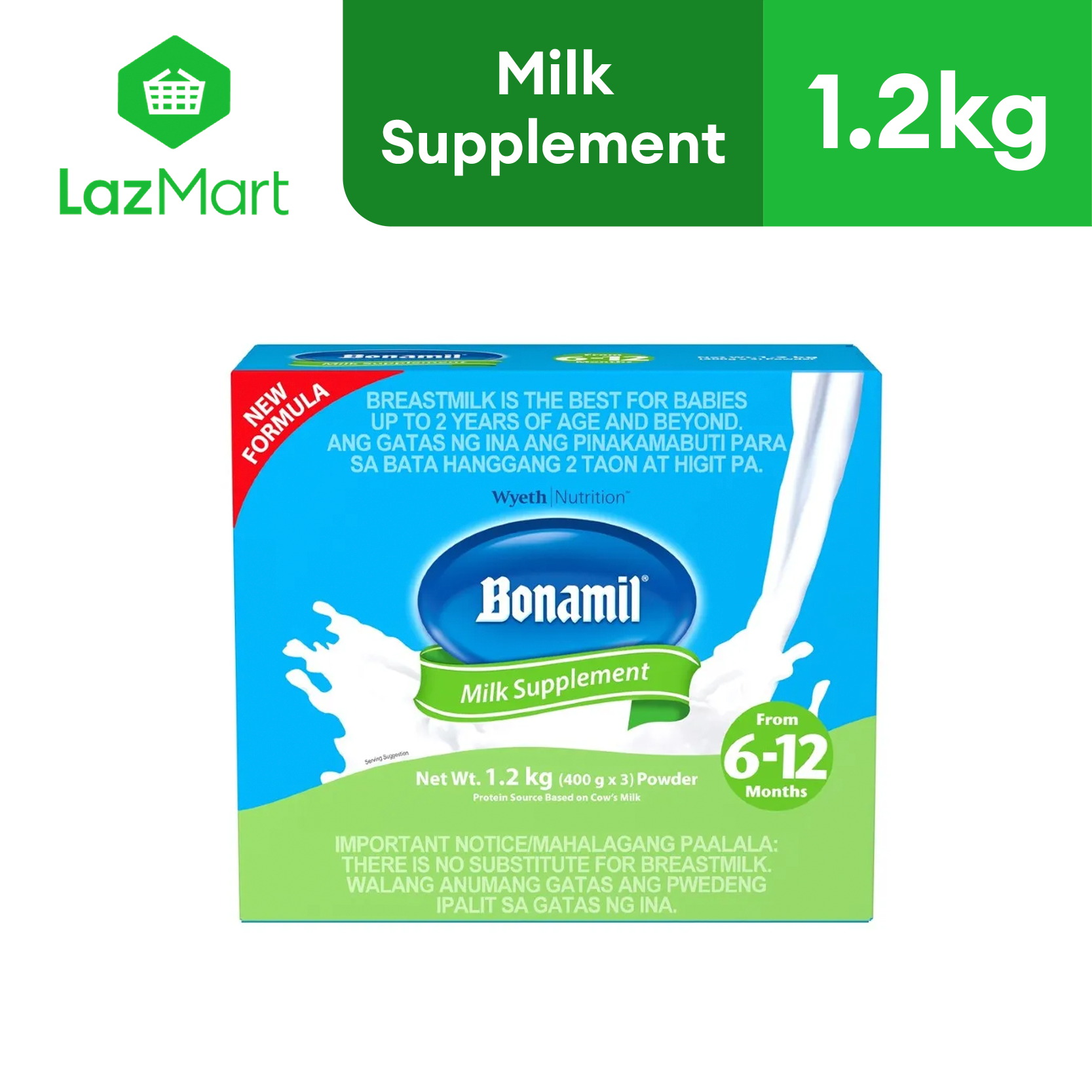 Bonamil (Stage 2) Milk Supplement for 6-12 Months Bag in Box 1.2kg (400g x 3)