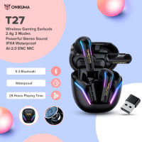 Onikuma T27 Wireless Earphones Dual Mode 2.4G Wireless Gaming  Headsets  Buetooth Earbuds ENC Noise Reduction Touch Control Headphone with Charging Box