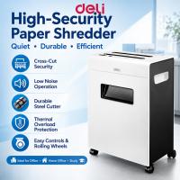 Deli 23L Paper Shredder 12 Sheets Level 4 Silent Office Shredder Can Shred CD/DVD Paper Card Paper Clip Staple