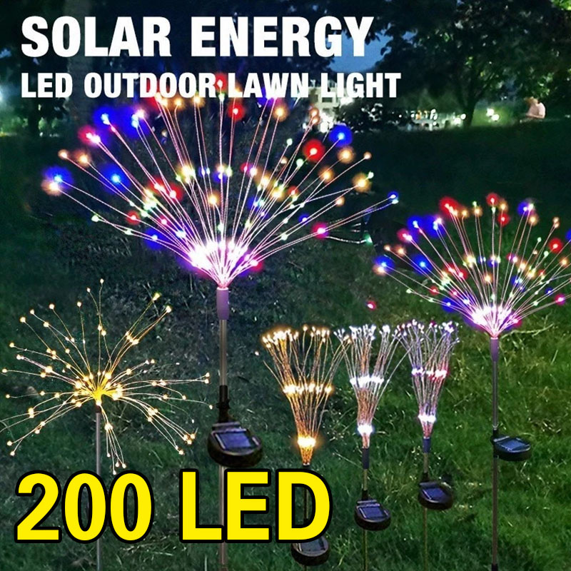 【Buy 1 Take 1】2pcs Solar Garden Lights Outdoor Waterproof LED Firework Lamps for Fowerbed Garden Home Tree Flower Xmas