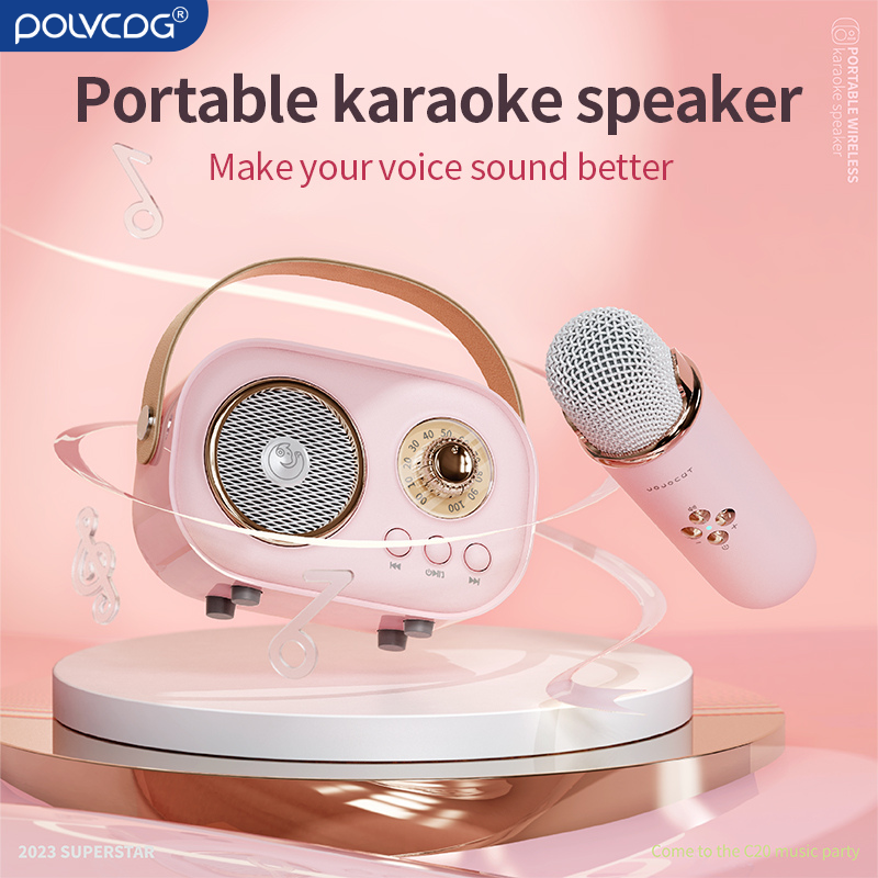 Polvcdg Loa Bluetooth với Mic, loa Bluetooth âm thanh lớn, loa Bluetooth siêu trầm, karaoke, hệ thống bộ khuếch đại âm thanh mini với Bluetooth. - INTL