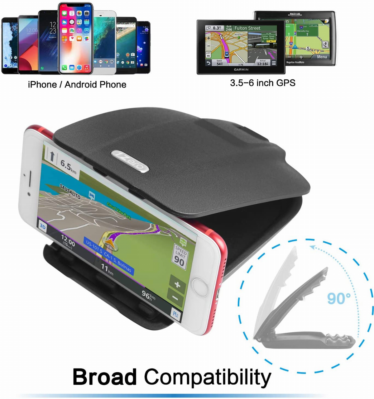 1Zero GPS Dash Mount [Matte Black Dock] for Garmin Nuvi Drive Dezl