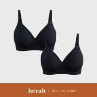 Herah Buckle Seamless Bra with Hook Wireless Thick Fabric Non-Wired Plus Size Women 2pcs