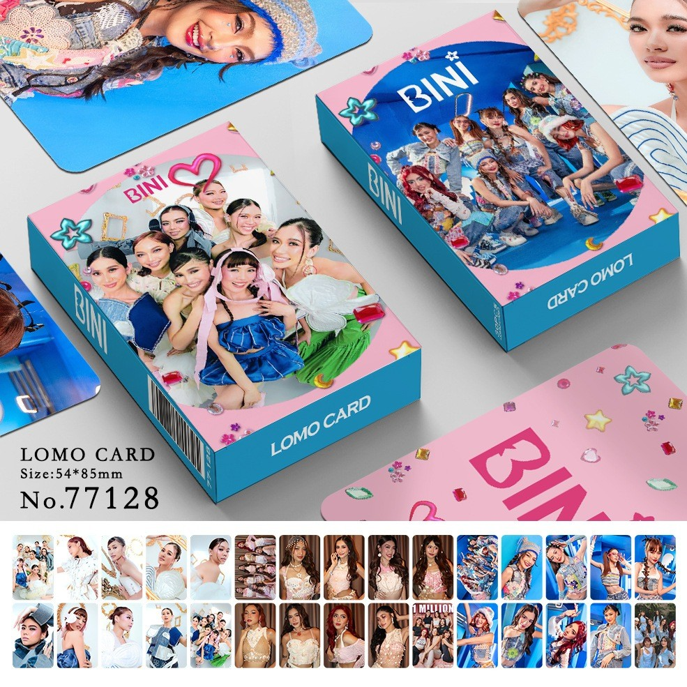 30-124pcs BINI Laser Lomo Cards Holographic Lomo Cards Photocards Stickers