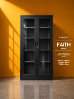 FAITH | Full Steel and Glass Display Cabinet by Leapify Steel - Heavy Duty and Waterproof Storage