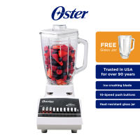 Oster 10-Speed Blender with 1.25L Heat Resistant Glass Jar (Heavy Duty Blender with Ice Crusher) + FREE Glass Jar