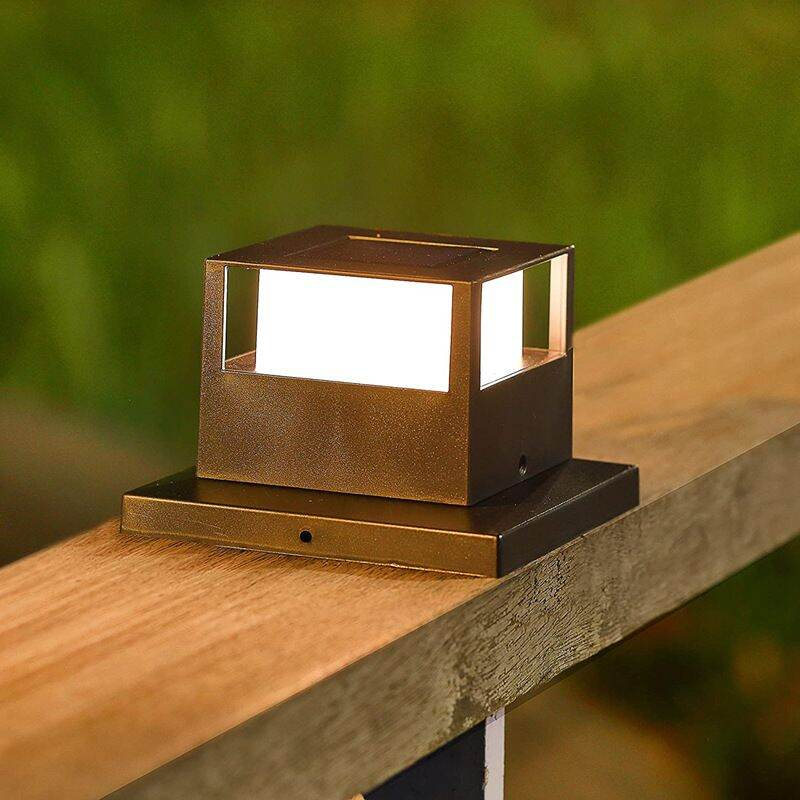 Vimite Led Solar Post Lamp Outdoor Waterproof Automatic Sensor Warm Fence Lights Solar Gate Pillar Light for Garden House Courtyard Bollard Decoration Landscape Lighting