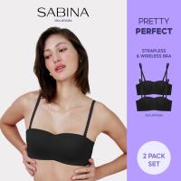 (2 pcs) SABINA Wireless Non-Push Up Seamless Strapless Body Bra | SBXU8900BK Black |Women
