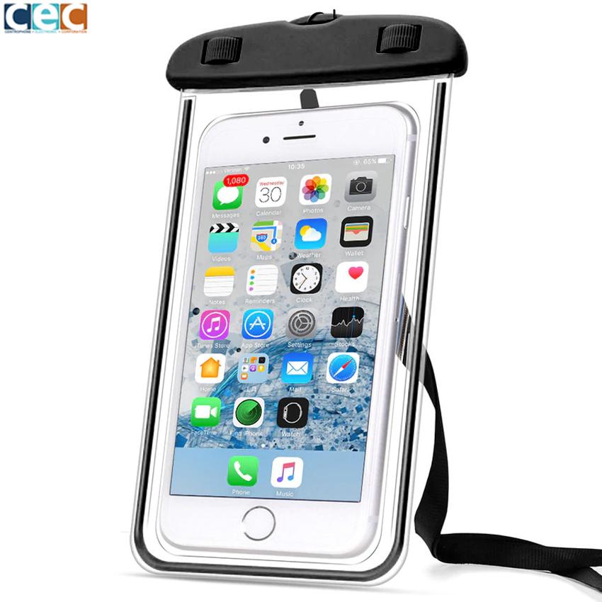 Waterproof Underwater Case Dry Pouch for Mobile Android and IOS Smartphone Glow in the Dark (Black)