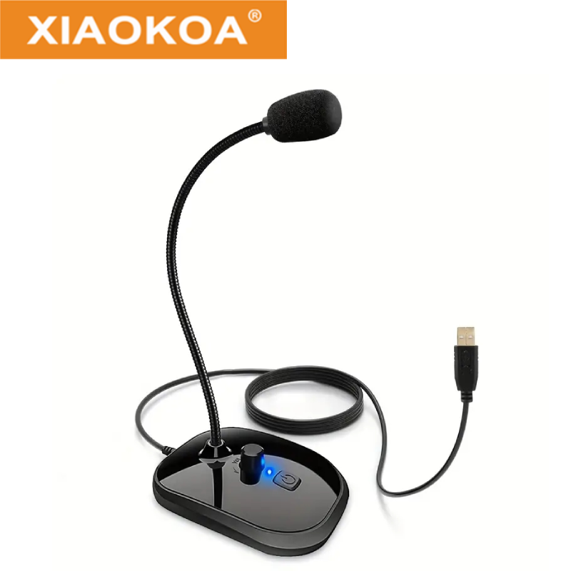 Micrô cho máy tính USB, Micro PC với nút quay điều chỉnh âm lượng và nút tắt tiếng, cắm và chơi Mic đa hướng micrô cho máy tính, máy tính xách tay, Máy tính để bàn và máy tính xách tay