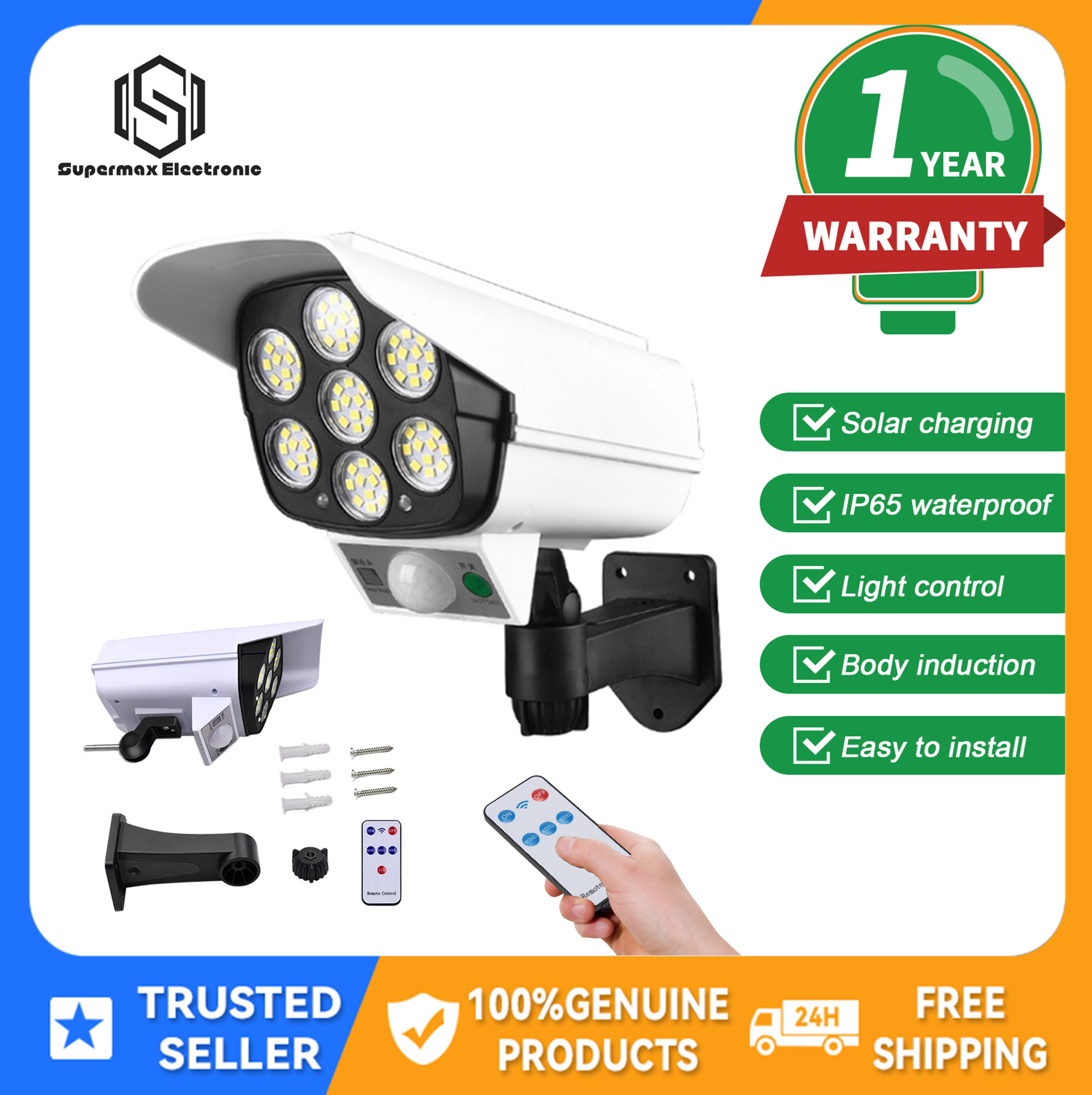 Solar Sensor Light Street Light GD-199 With Remote Control Waterproof Outdoor Solar Flood Light Fake CCTV