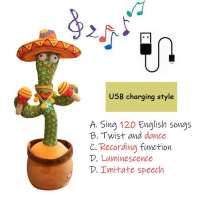 FAMILY`S CHOICE Kids Cactus Toy Dancing Talking 120 Songs with LED Light Up Rechargeable Plush Cactus Boys and Girls Birthday Gift