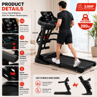 【Best seller】Foldable treadmill 3.5HP  1-14KM/H speed adjustable Shock Absorbption treadmill luxury blue screen treadmill Intelligent Bluetooth music treadmill with stereo speakers manual slope adjustment special fitness equipment for dormitorygym