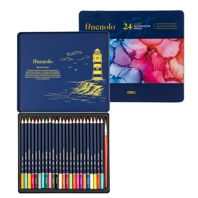 Deli 24/48/72 Watercolor Pencils Colored Pencils Finenolo Water-Soluble Colored Lead EC129