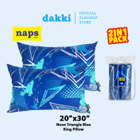 Dakki Bigger & Better! 2in1 Pack (2pcs) Limited Edition Neon Triangle Blue 20”x30” King Pillow