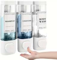 Soap Dispenser WallmountedTriple Shampoo and Conditioner Dispenser No Drilling ABS for Bathroom Kitchen Hotel Restaurant 300ML Keimav