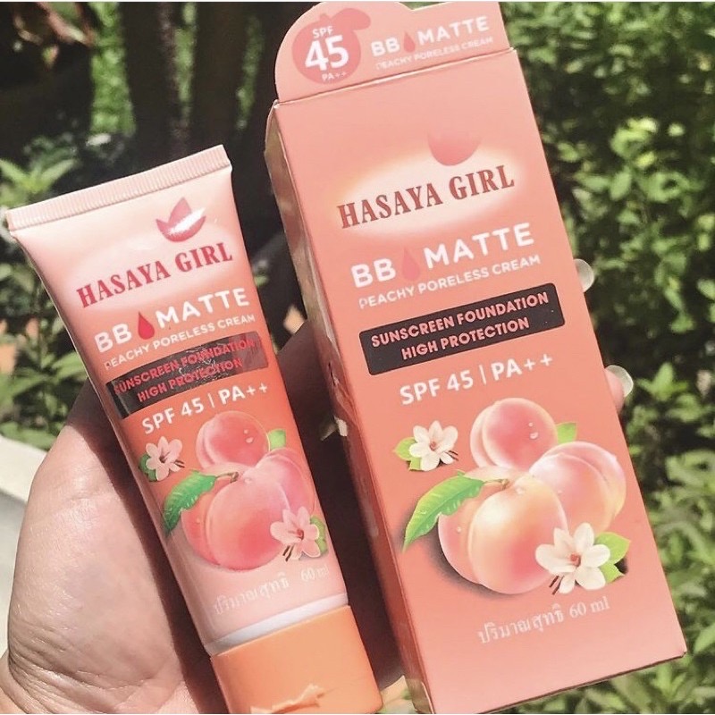 Thailand Hasaya Girl Peach Matte BB Cream SPF 45/PA++(60ML) review and