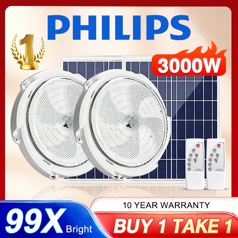 BUY 1 TAKE 1 Solar Light 3000W Indoor Light LED Solar Ceiling Light Waterproof With Remot Solar lights With Solar Panel Outdoor waterproof IP67