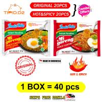 Indomie Mi Goreng Mix 40 Packs - 20 Original + 20 Hot & Spicy Imported Instant Fried Noodles Stir-Fry Pancit Canton Bulk Bundle Ready-to-Cook
