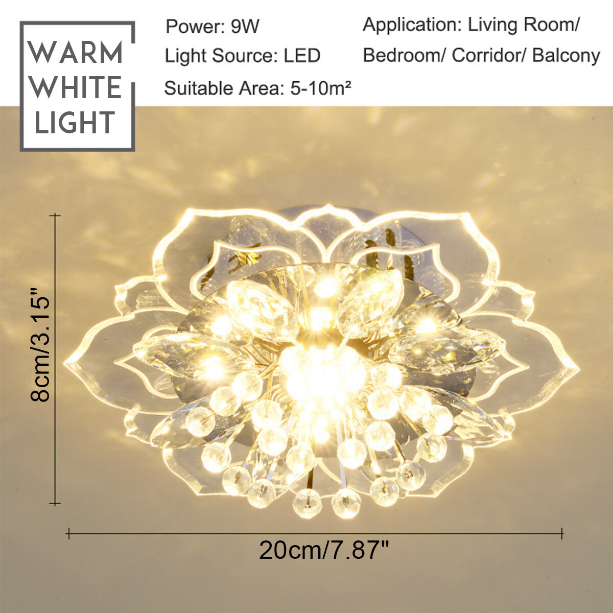 HOL Modern Crystal Living Room Ceiling Light LED Bedroom Decorative Low Ceiling Restaurant chandelier