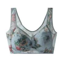 Plus Size Anti-Sagging Seamless Womens Underwear Sexy Lingerie Tank Top Full Cup Gathering Bra Lace Mesh Straps