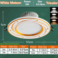 LED Downlight Aluminum Power Pin Light 5W/7W/9W/12W Tricolor Energy-Saving 80% Home/Commercial Embedded LED Panel Light