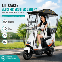 TOSEEK Fully Enclosed Electric Motorcycle Canopy AwningUniversal Motor Scooter Umbrella Mobility Sun Shade Rain Cover UV Resistant Protection Foldable Thickened Windproof Electric Windshield Canopy for Bike
