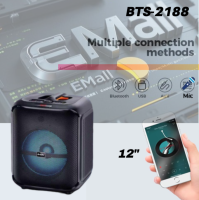 Brodu BTS-2187 High-Quality 12-inch Bluetooth Karaoke Speaker with Built-in Reverb 2 Microphones and Multiple Connection Methods