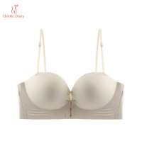 [Hottie Diary] Solid-shaped bra Tubi Press large cup front slit wireless large back panel wireless seamless gather together