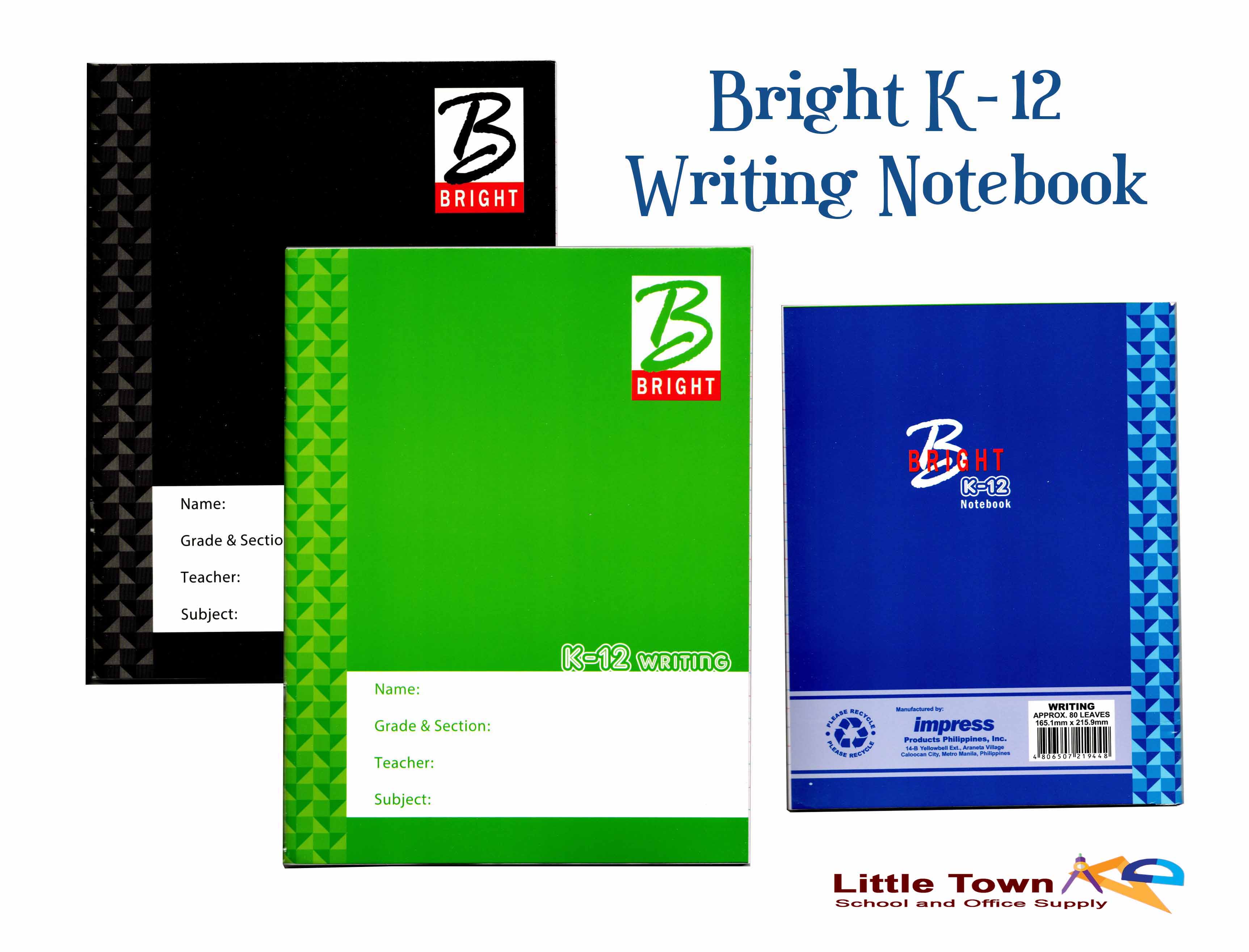K-12 Writing Notebook Assorted Color 80 Leaves (165.1mm x 213.9mm)