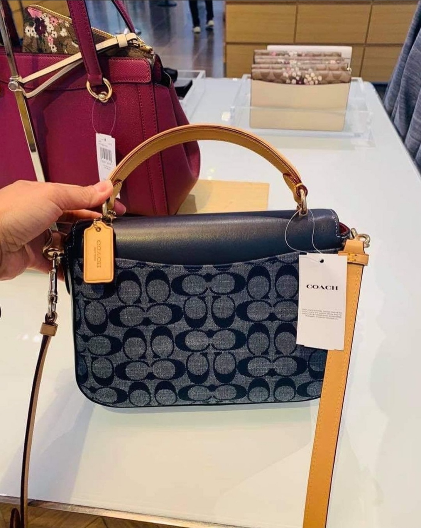 Coach C4921 Marlie Top Handle Satchel in Denim Signature Chambray and