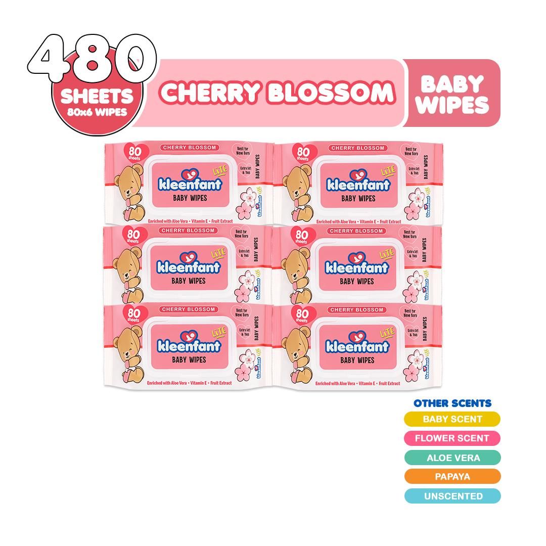 Kleenfant Lite Cologne Scent Baby Wipes 80 Tender sheets 6 Packs Wet Wipes for Baby Newborn Kids
