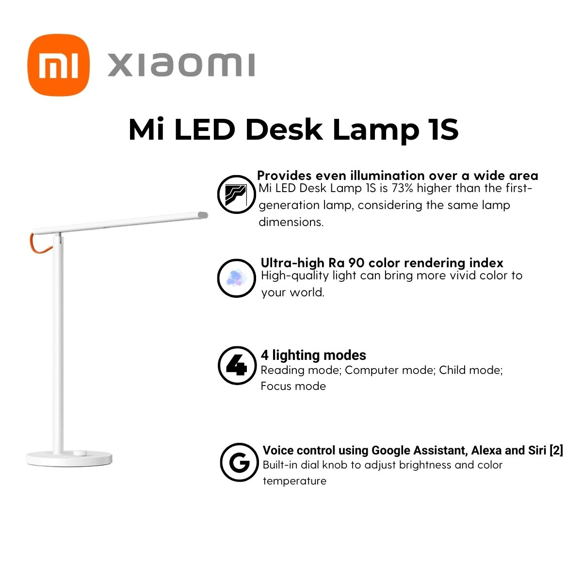 Xiaomi Redmi LED Desk Lamp 1S | Heat-control technology guarantees long service life of the lamp bulbs