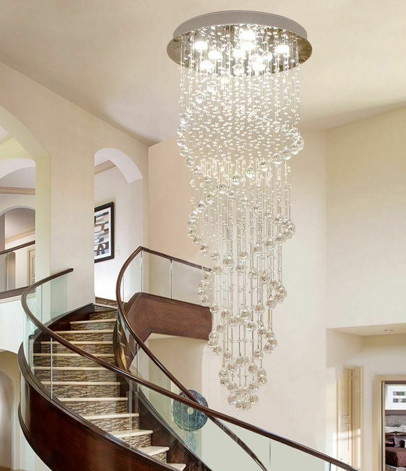 Modern Led Double Spiral Crystal Chandelier Lighting For Foyer Stair Staircase Bedroom Hotel Hall Ceiling Hanging Suspension Lamp Review And Modern Led Double Spiral Crystal, Crystal Chandelier Replacement Armor