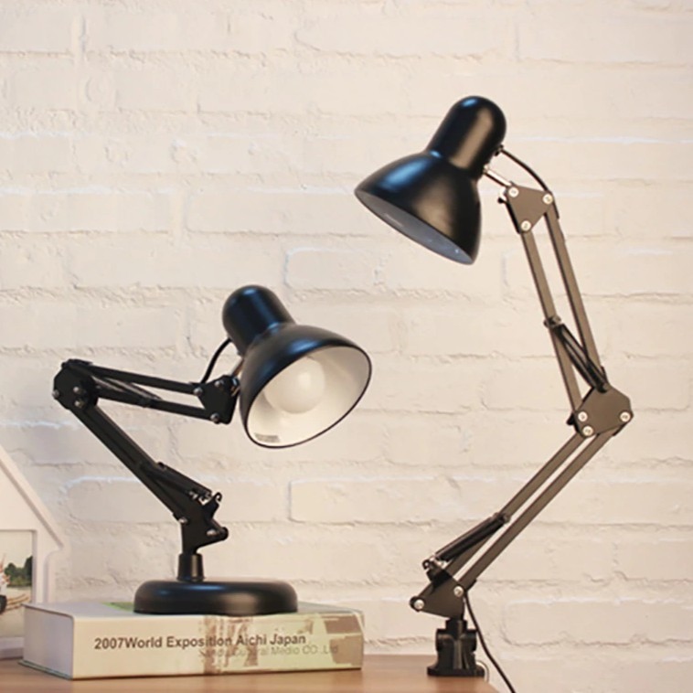 LED Metal Adjustable Arm Work Desk Lamp light Office Led Reading Table Lights Study Room Lights Table Lamp shade bedroom overnight(Free Lighting)
