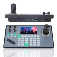 Tenveo KB200PRO PTZ Camera Joystick Controller 5 LCD Screen Real-time   Preview 4D Joystick Conference Control Keyboard Support NDI PoE VISCA Pelco-D/P RS422/RS485 RS232 RJ45 For Church Live/Events/Streaming
