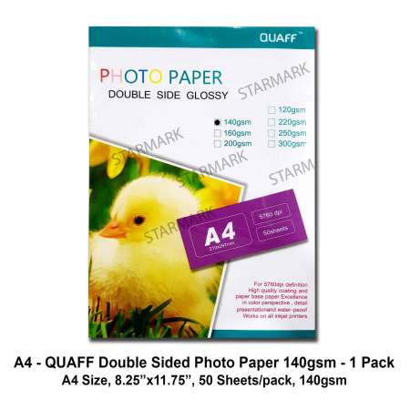Quaff Double Sided Glossy Photo Paper - A4 Size, 50 Sheets