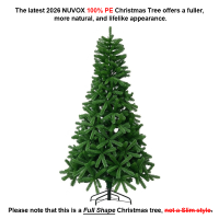 NUVOX Slim Christmas Tree Pencil Shape Artificial Xmas Tree with Metal Stand Lifelike PE+PVC Branches Easy Assembly for Home Office Mall Decoration