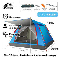 FINNA Tents for camping 2/4/6 person tent outdoor heavy duty picnic camping portable camping tools and equipment tent foldable automatic pop-up rainproof mosquito screen large space automatic speed opening 5 side ventilation panoramic camping tent