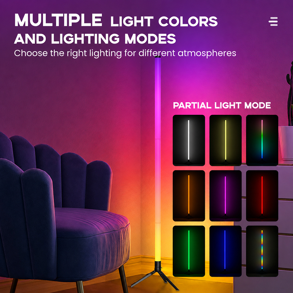 OOKAS RGB Floor Lamp Smart Ambient Lamp MultiColor Light for Bedroom Nordic style RGB ambient light music rhythm light multi-color selection wall lamp LED floor lamp