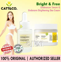 Catt & Co Bright & Free Underarm Serum & Brightening Deo Cream | Armpit UA Whitening Lightening Body Care Set