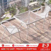 Coospro Outdoor Furniture Garden Set White Color Outside Table and Chairs for Balcony&Terrace
