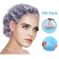 100pcs/Pack Disposable One-off Hotel Home Shower Bathing Clear Hair Elastic Cap Hats Shower Cap