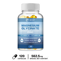 Grevip - Magnesium Glycinate 562 mg Supplement + Zinc + Vitamin D3 + Vitamin B6 - Sinusuportahan ang pagtulog nerve kalamnan buto at kalusugan ng puso