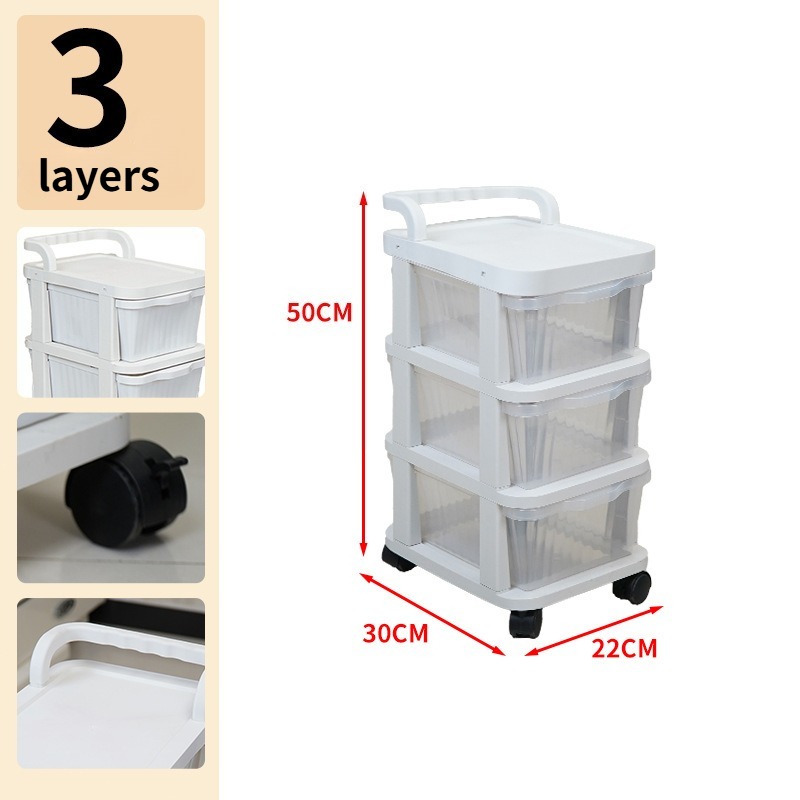 Home Snack Cart Storage Rack Mobile Multi-Tier Floor-Standing Drawer Storage Toy Organizer