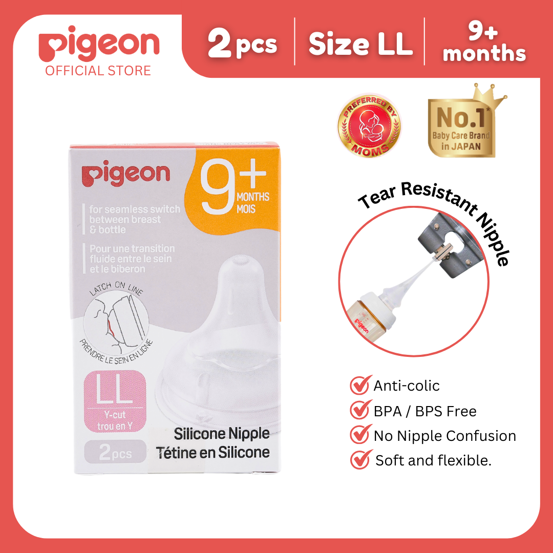 Pigeon Official - New and Improved Wide Neck PP Nipple for Wide Neck Bottle Y-Cut (2L) for 9+ Months Babies Anti Colic No Nipple Confusion AVS System Latch On Line BPA Free Ultra Soft Flexible Nipples Japan No. 1 Brand